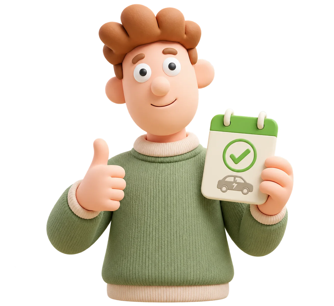 EasyEV mascot celebrating action